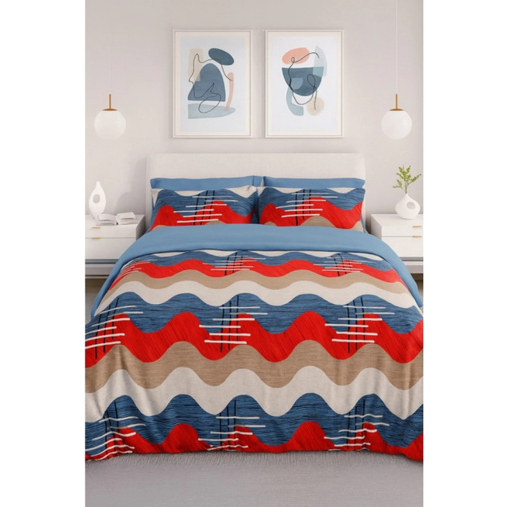 Generic Microfiber Floral Printed Double Bedsheet with 2 Pillow Covers (Multicolor)