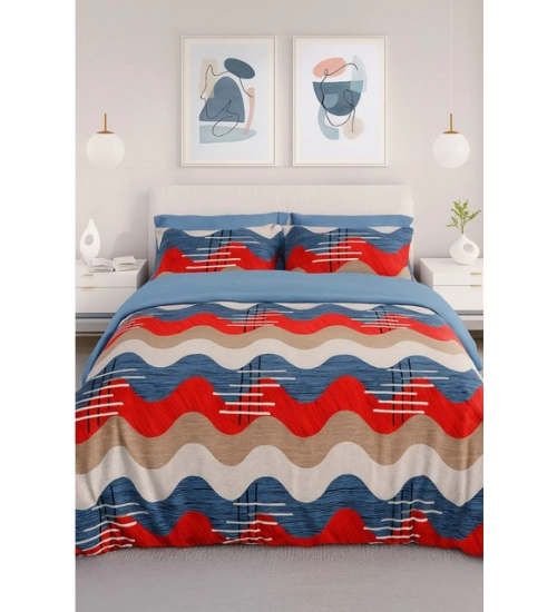 Generic Microfiber Floral Printed Double Bedsheet with 2 Pillow Covers (Multicolor)