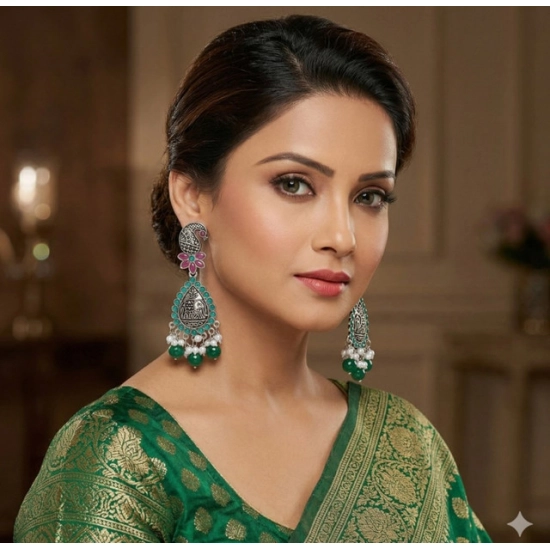 Generic Women's Zinc Alloy Gold Plated Chandbali Earrings (Multicolor) Generic Women's Zinc Alloy Gold Plated Chandbali Earrings (Multicolor)