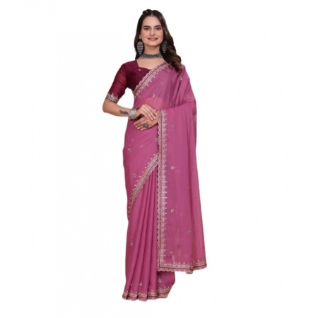 Generic Women's Georgette Embellished Saree With Unstitched Blouse 5.5Mtr (Pink) Generic Women's Georgette Embellished Saree With Unstitched Blouse 5.5Mtr (Pink)