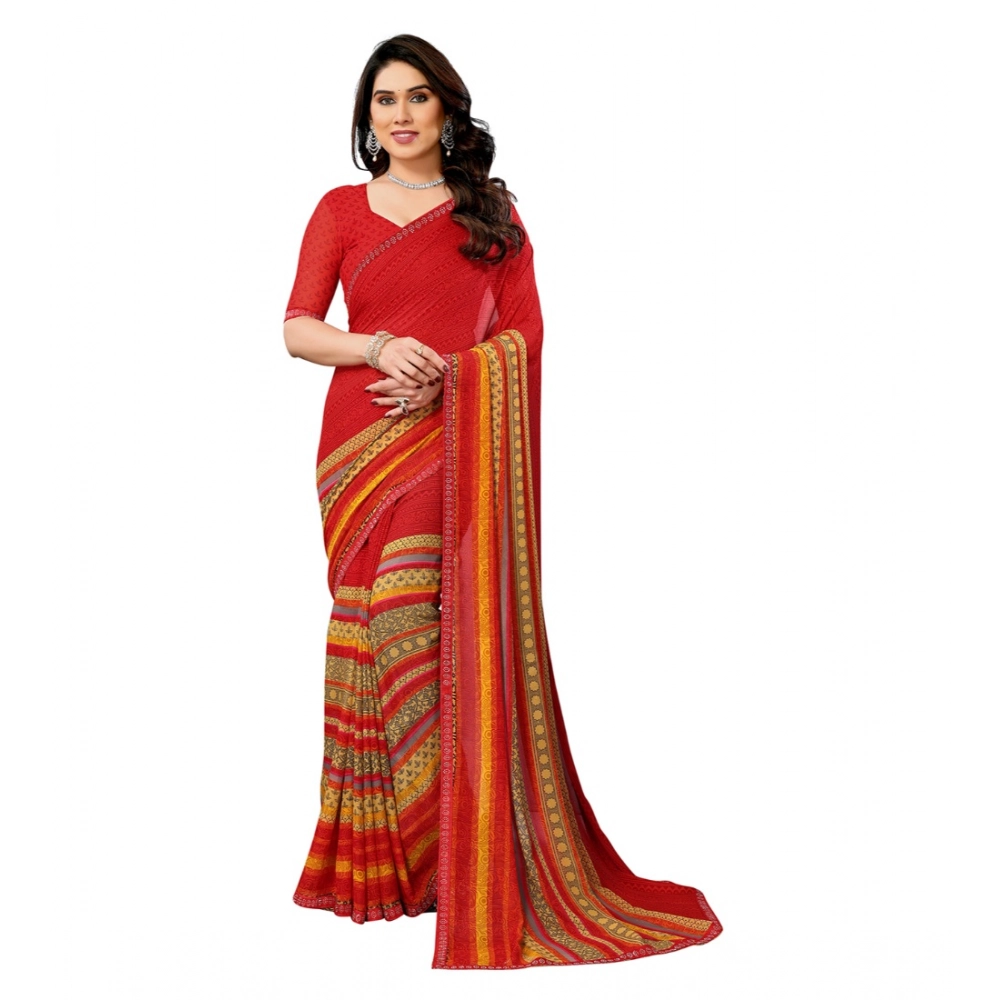 Generic Women's Georgette Printed Saree With Unstitched Blouse 5.5Mtr (Red) Generic Women's Georgette Printed Saree With Unstitched Blouse 5.5Mtr (Red)