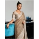 Generic Women's Linen Printed Saree With Unstitched Blouse 5.5Mtr (Beige)