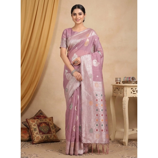 Generic Women's Linen Cotton Printed Saree With Unstitched Blouse 5.5Mtr (Purple) Generic Women's Linen Cotton Printed Saree With Unstitched Blouse 5.5Mtr (Purple)