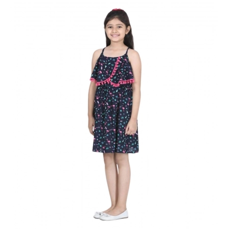 Generic Girl's Rayon Flamingo Print Sleeveless Dress (Black) Generic Girl's Rayon Flamingo Print Sleeveless Dress (Black)