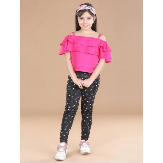Generic Girl's Cotton Floral Elasticated Jegging and Top Set (Pink) Generic Girl's Cotton Floral Elasticated Jegging and Top Set (Pink)