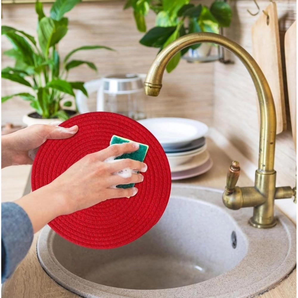 Generic Cotton Dining Table Round Placemat Mats Set of 4 (Red) Generic Cotton Dining Table Round Placemat Mats Set of 4 (Red)