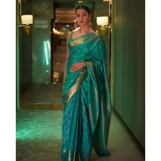 Generic Women's Soft Litchi Silk Jacquard Work Saree With Unstitched Blouse 5.5Mtr (Sky Blue) Generic Women's Soft Litchi Silk Jacquard Work Saree With Unstitched Blouse 5.5Mtr (Sky Blue)