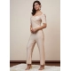 Generic Women's Polyester Shimmer Self Design Short Sleeve Jumpsuit (Gold)