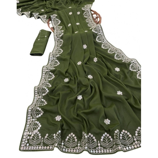Generic Women's Georgette Embellished Saree With Unstitched Blouse 5.5Mtr (Green) Generic Women's Georgette Embellished Saree With Unstitched Blouse 5.5Mtr (Green)