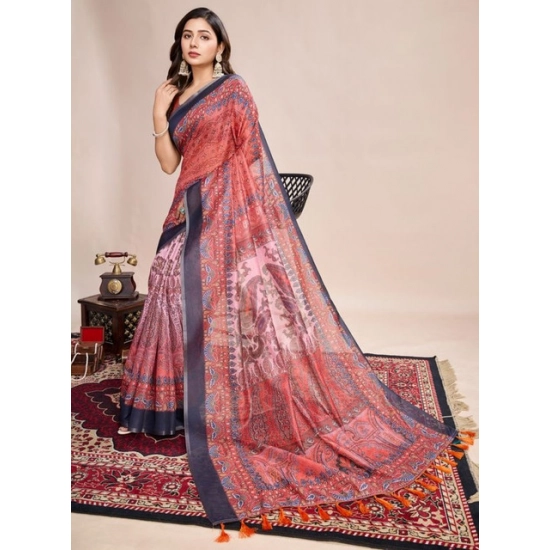 Generic Women's Semi Cotton Digital Print Saree With Unstitched Blouse 5.5Mtr (Peach) Generic Women's Semi Cotton Digital Print Saree With Unstitched Blouse 5.5Mtr (Peach)