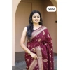 Generic Women's Soft Lichi Silk Printed Saree With Unstitched Blouse 5.5Mtr (Wine)