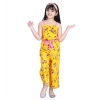 Generic Girl's Polyester Crepe Floral Shoulder Straps Jumpsuit (Yellow-Pink) Generic Girl's Polyester Crepe Floral Shoulder Straps Jumpsuit (Yellow-Pink)