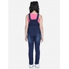 Generic Girl's Denim Distressed Buttoned Dungaree (Blue)