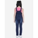 Generic Girl's Denim Distressed Buttoned Dungaree (Blue)