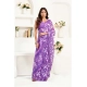 Generic Women's Linen Cotton Printed Ready To Wear Saree With Unstitched Blouse 5.5 Mtr (Purple)