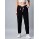 Generic Women's Cotton Twill Solid Elasticated Trousers (Black)
