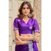 Generic Women's Faux Shimmer Geometric Ready to wear Saree With Unstitched Blouse 5.5Mtr (Purple) Generic Women's Faux Shimmer Geometric Ready to wear Saree With Unstitched Blouse 5.5Mtr (Purple)