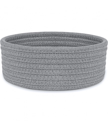 Generic Cotton 8x3 Inch Round 1 Pcs Bedside Organizer With Out Lid (Gray)