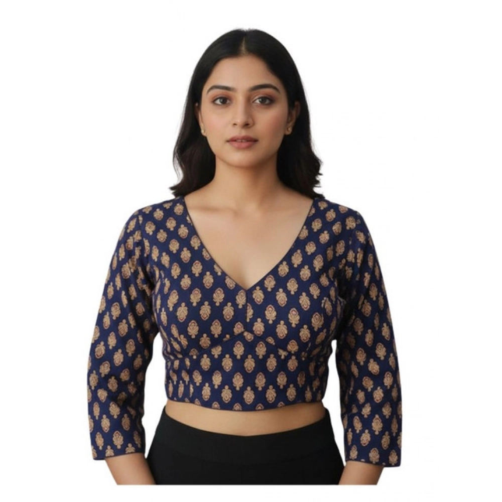 Generic Women's Ajrakh Cotton Printed Halter Neck Padded Blouse (Navy 38 Ready (Self Alterable 36–40) Generic Women's Ajrakh Cotton Printed Halter Neck Padded Blouse (Navy 38 Ready (Self Alterable 36–40)