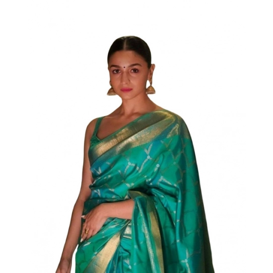 Generic Women's Soft Litchi Silk Jacquard Work Saree With Unstitched Blouse 5.5Mtr (Sky Blue) Generic Women's Soft Litchi Silk Jacquard Work Saree With Unstitched Blouse 5.5Mtr (Sky Blue)
