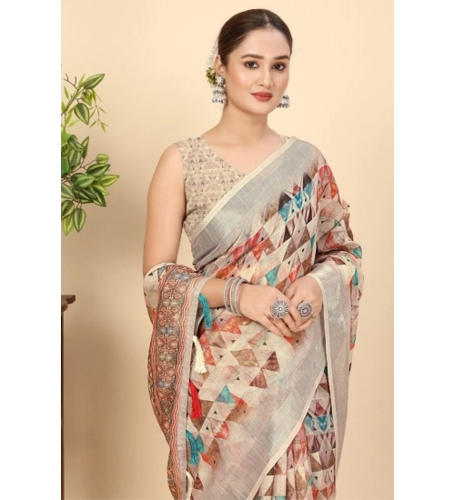 Generic Women's Cotton Silk Printed Saree With Unstitched Blouse 5.5Mtr (Multicolor) Generic Women's Cotton Silk Printed Saree With Unstitched Blouse 5.5Mtr (Multicolor)