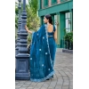 Generic Women's Faux Shimmer Geometric Ready to wear Saree With Unstitched Blouse 5.5Mtr (Blue) Generic Women's Faux Shimmer Geometric Ready to wear Saree With Unstitched Blouse 5.5Mtr (Blue)