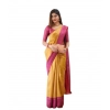Generic Women's Soft Lichi Silk Printed Saree With Unstitched Blouse 5.5Mtr (Mustard )