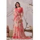 Generic Women's Faux_Linen Printed Saree With Unstitched Blouse 5.5Mtr (Peach)