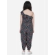 Generic Girl's Polyester Moss Floral Sleeveless Jumpsuit (Multicolor)