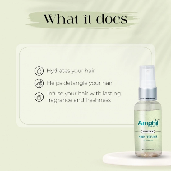 Generic Amphil beauty Mirage Unisex Hair perfume 60 ml | Alcohol Free | Water Based | Paraben Free Generic Amphil beauty Mirage Unisex Hair perfume 60 ml | Alcohol Free | Water Based | Paraben Free