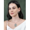 Generic Women's Brass Silver Plated Pendant Set (Turquoise)