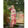 Generic Women's Faux_Tussar Kalamkari_Print Saree With Unstitched Blouse 5.5Mtr (Pink)