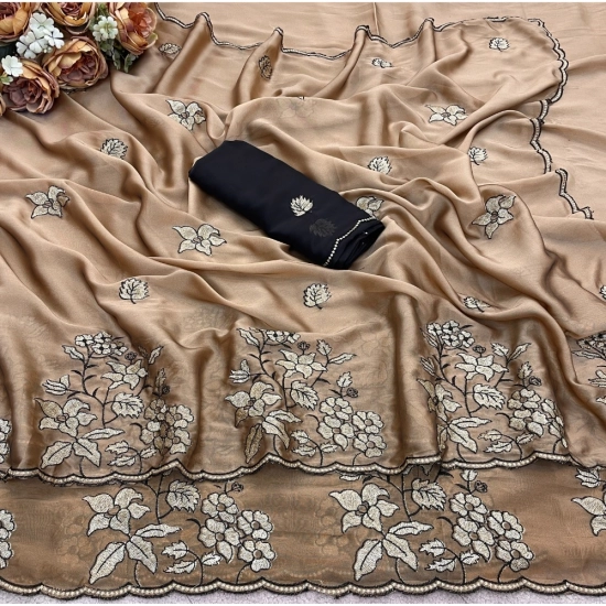 Generic Women's Viscose Silk Embroidered Saree With Unstitched Blouse 5.5Mtr (Gold) Generic Women's Viscose Silk Embroidered Saree With Unstitched Blouse 5.5Mtr (Gold)