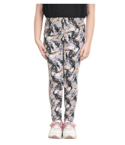 Generic Girl's Cotton Lycra Floral Elasticated Jeggings (Multicolor)