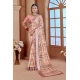 Generic Women's Printed Cotton Linen Saree withPrinted  Saree With Unstitched Blouse (Beige, 5-6Mtrs)
