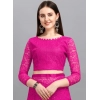 Generic Women's Net Self Design Saree With Unstitched Blouse 5.5Mtr (Rani)