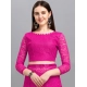 Generic Women's Net Self Design Saree With Unstitched Blouse 5.5Mtr (Rani)