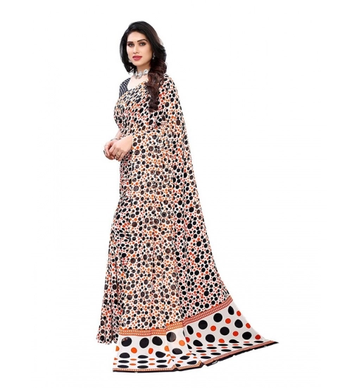 Generic Women's Georgette Printed Saree With Unstitched Blouse 5.5Mtr (Orange)