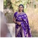 Generic Women's Soft Litchi Silk Jacquard Work Saree With Unstitched Blouse 5.5Mtr (Purple)