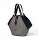 Generic Women's Polyurethane Floral Printed Hexagonal Satchel Handbag with Adjustable Strap (Grey)
