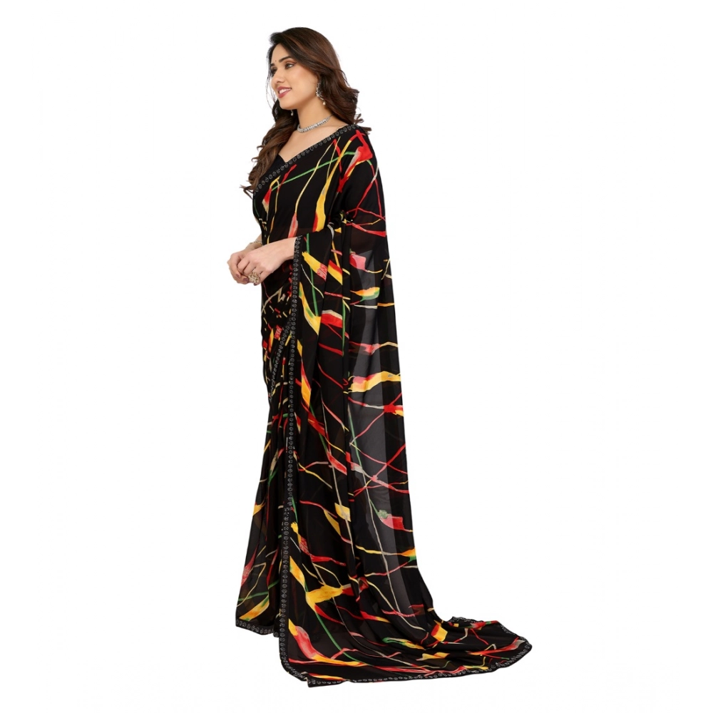 Generic Women's Georgette Printed Saree With Unstitched Blouse 5.5Mtr (Black) Generic Women's Georgette Printed Saree With Unstitched Blouse 5.5Mtr (Black)