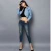 Generic Women's Denim Solid 3-4th Sleeves Shrug (Blue)