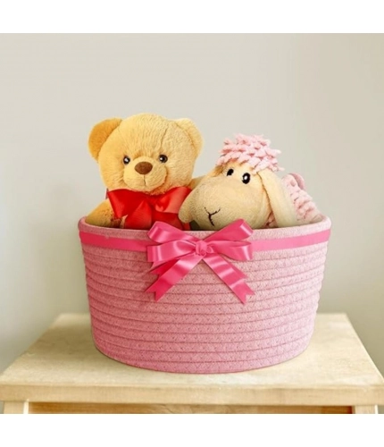 Generic Cotton Pack Of_1 Plain Cat Basket 9x5 Inch (Pink)