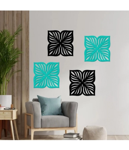 Generic Flowers Design Wooden Wall Decor – Set of 4 Pieces