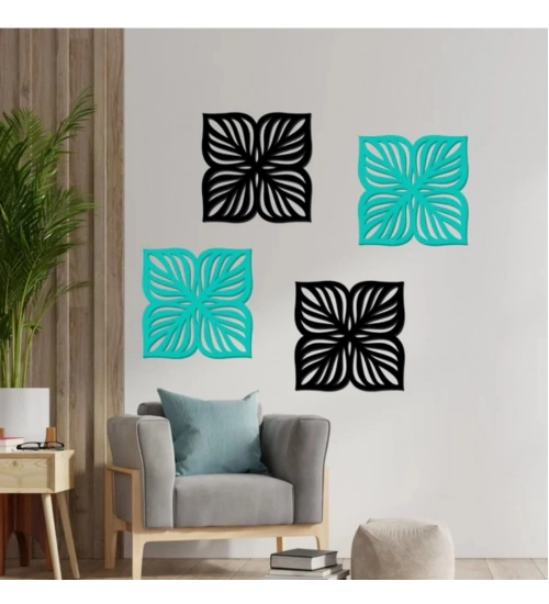 Generic Flowers Design Wooden Wall Decor – Set of 4 Pieces