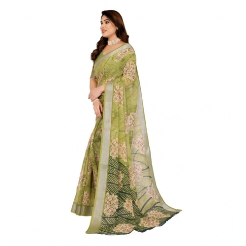 Women's Georgette Printed Saree With Unstitched Blouse 5.5Mtr (Green) Women's Georgette Printed Saree With Unstitched Blouse 5.5Mtr (Green)
