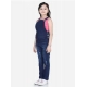 Generic Girl's Denim Distressed Buttoned Dungaree (Blue)