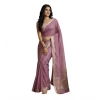 Generic Women's Cotton Printed Saree With Unstitched Blouse 5.5Mtr (Purple)