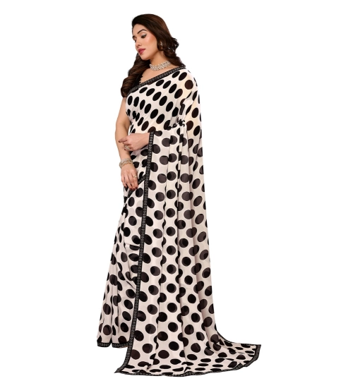Generic Women's Georgette Printed Saree With Unstitched Blouse 5.5Mtr (Black)