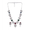 Generic Women's Brass Silver Plated Necklace set (Multicolor)